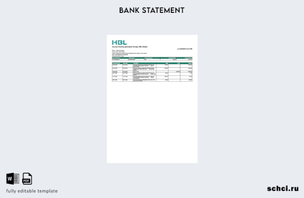 цифровая загрузка пакистанского шаблона выписки по счету HBL